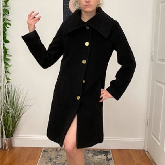 Coach Single-Breasted Button-Up Coat Long Sleeve Size S Black - Picture 6 of 16